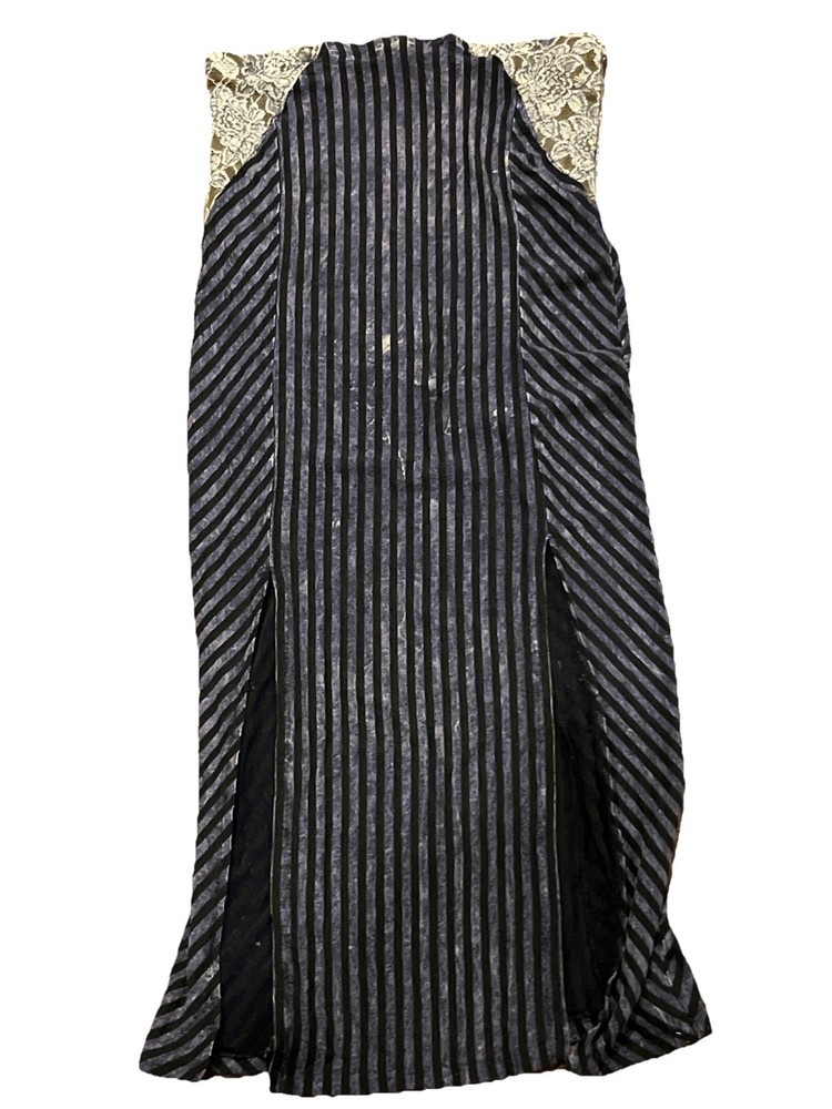 Womens gimmicks by BKE Lace & Striped Boho Jersey Skirt Side Slits Sz M USA