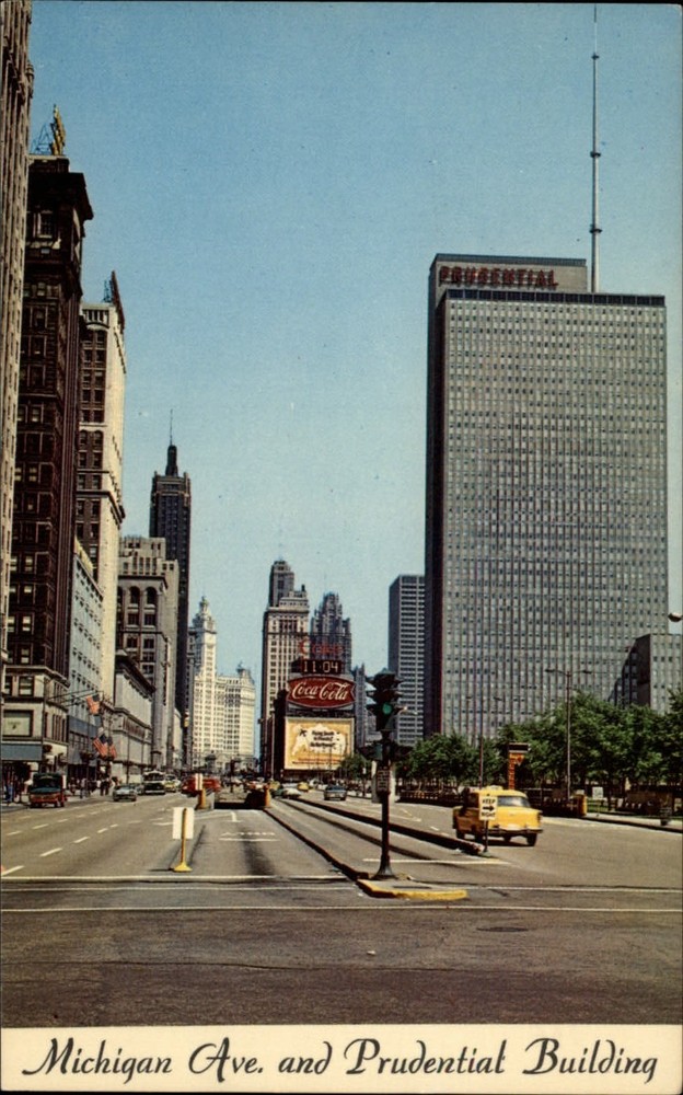 Chicago Illinois Michigan Avenue Coca-Cola billboard sign vintage postcard