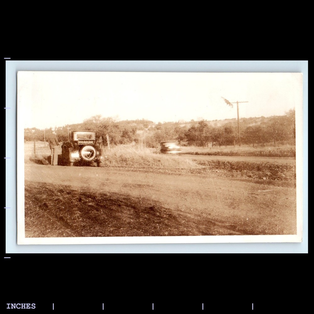 Old Vintage Photo MAN CLASSIC CAR IN FIELD