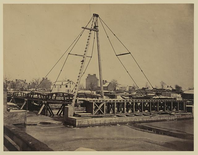Photo:Washington DC Potomac River Railroad Bridge Construction 1861 1865