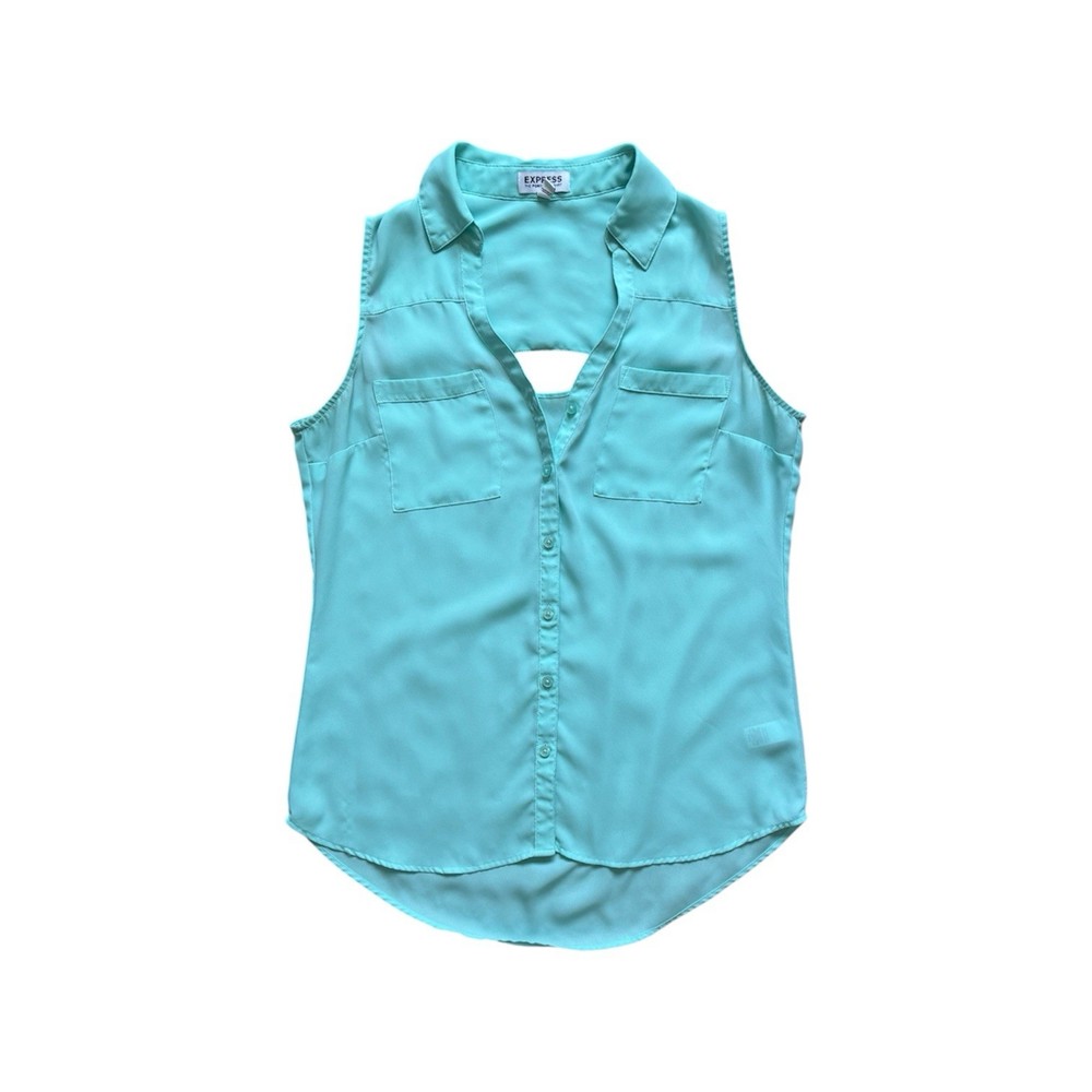Chic & Breezy Express Portofino Sleeveless Blouse - Mint Aqua (Size S/P)