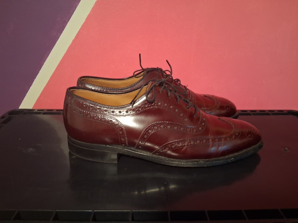 Johnston Murphy Aristocraft VTG Leather Wingtip Oxford Cherry USA Men's Size 8D