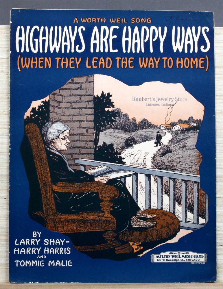 1927 HIGHWAYS ARE HAPPY WAYS by Shay/Harris/Malie Piano/Vocal/Uke Sheet Music