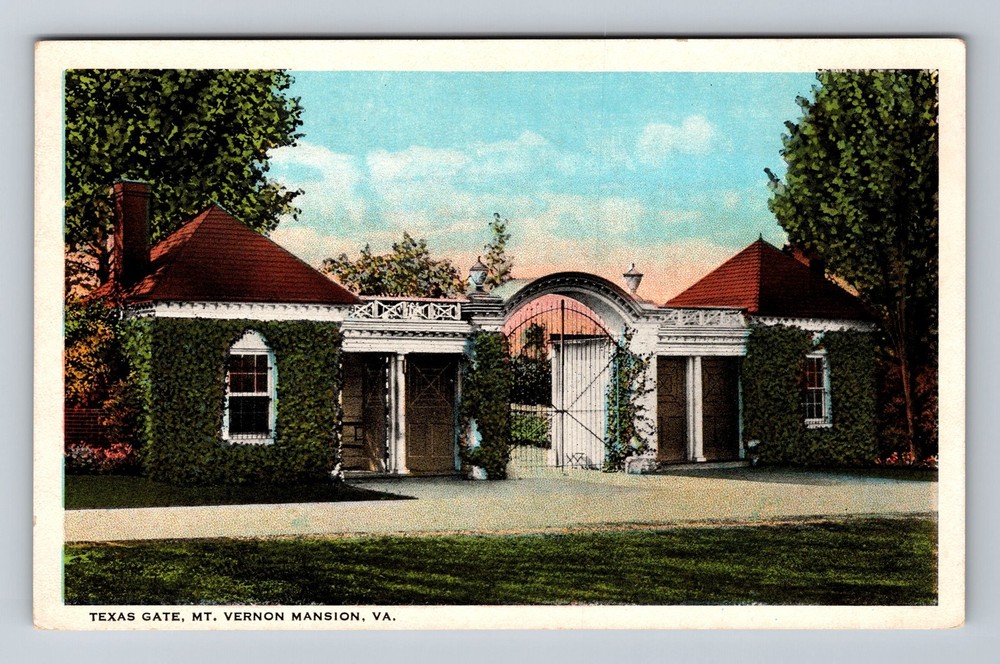 Mt Vernon VA-Virginia Texas Gate At Mansion Vintage Postcard Standard Souvenir