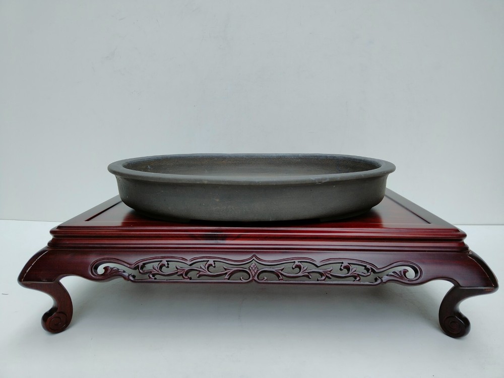 SEIBUN Kiln Unglazed Bonsai Pot 16.54 Inch Oval Planter #3