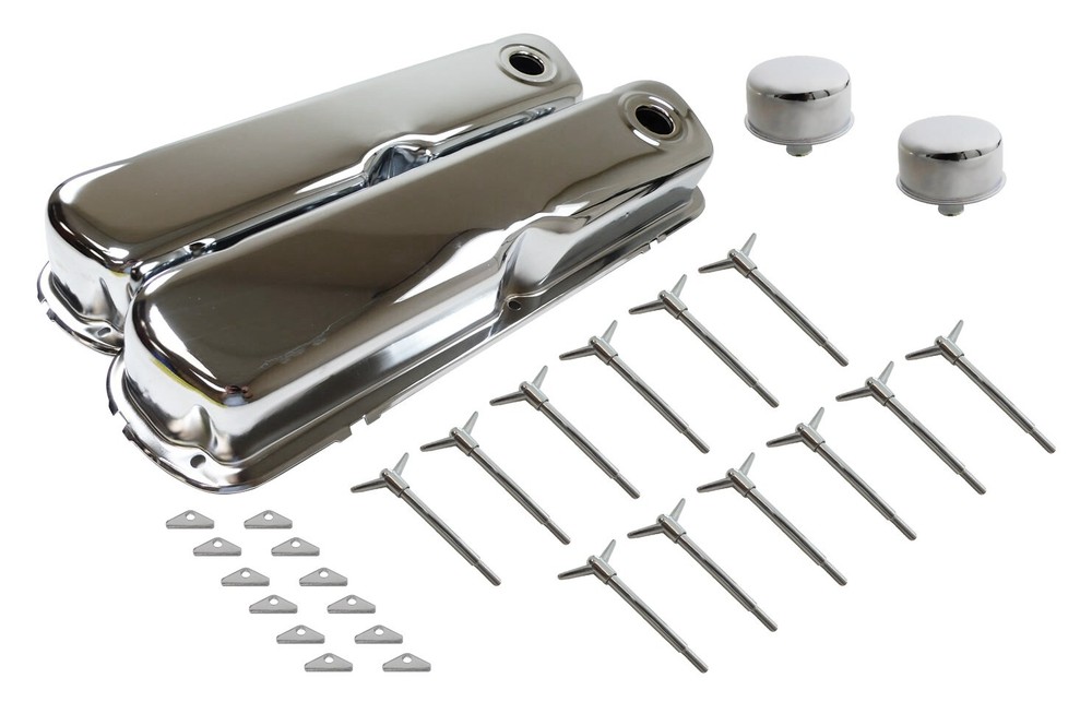 Small Block Ford SBF Chrome Dress-Up Kit Valve Covers Breathers T-Nuts