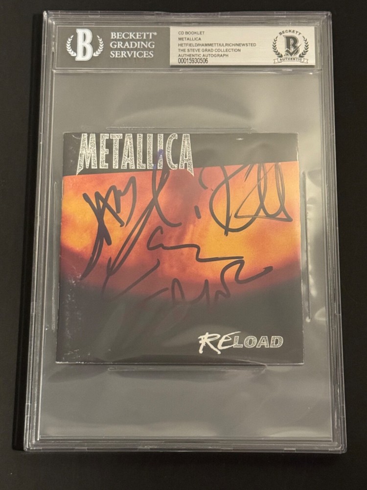 METALLICA - SIGNED RE-LOAD CD COVER - HETFIELD, NEWSTED, LARS, KIRK - BECKETT