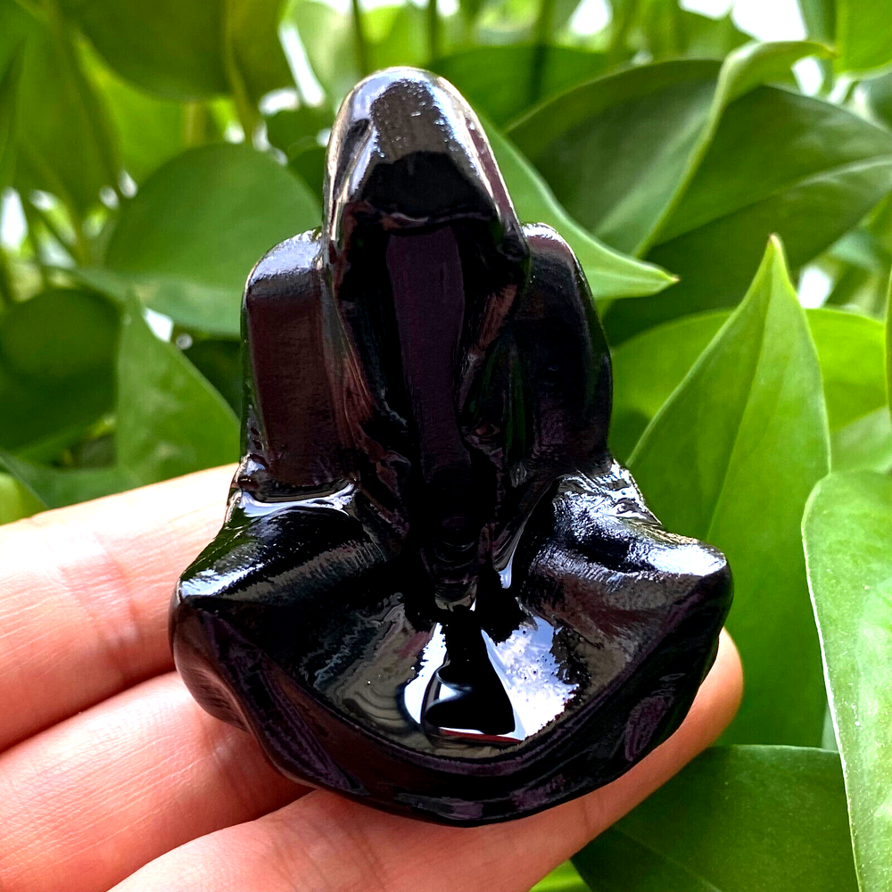 Top Natural Obsidian Quartz Wizard Skull Hand-Carved Crystal for Reiki Healing