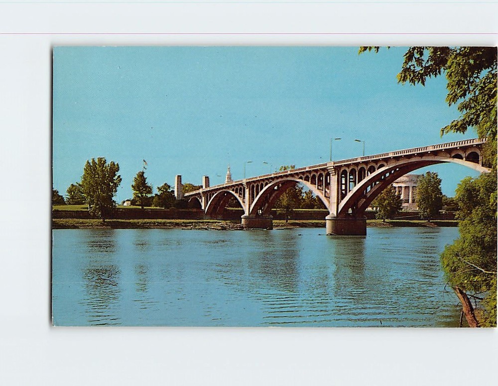 Postcard Lincoln Memorial Bridge Vincennes Indiana USA