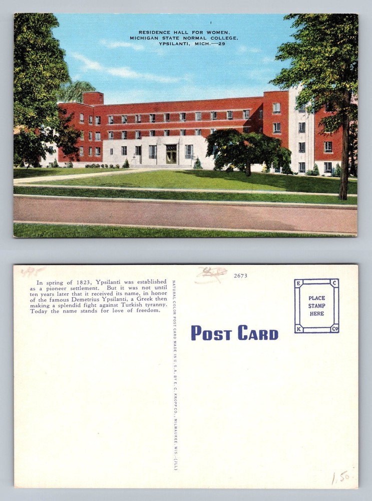 Ypsilanti, MI-Michigan, Women's Dorm at Normal College View PC Vintage Postcard