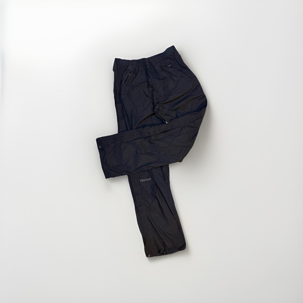 Marmot Pants Mens Large Black Rain Hiking Elastic Waist Zip Pockets Waterproof