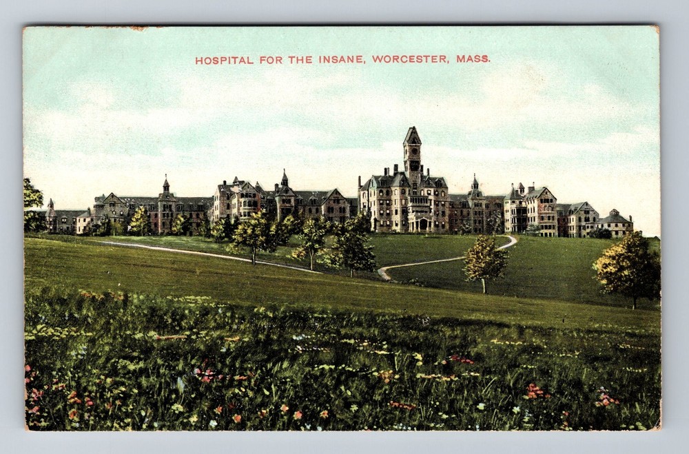 Worcester MA-Massachusetts, Hospital For The Insane, Asylum, Vintage Postcard