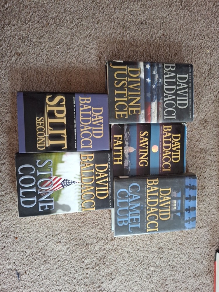 5  David Baldacci  Hardcover Novels Divine Justice, Stone Cold, Split Second, Ca