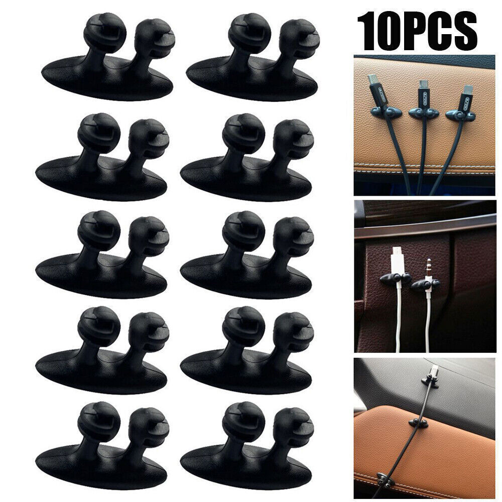 10x Car Cable Clips for Organizing Charger Wires Auto Interior Accessories