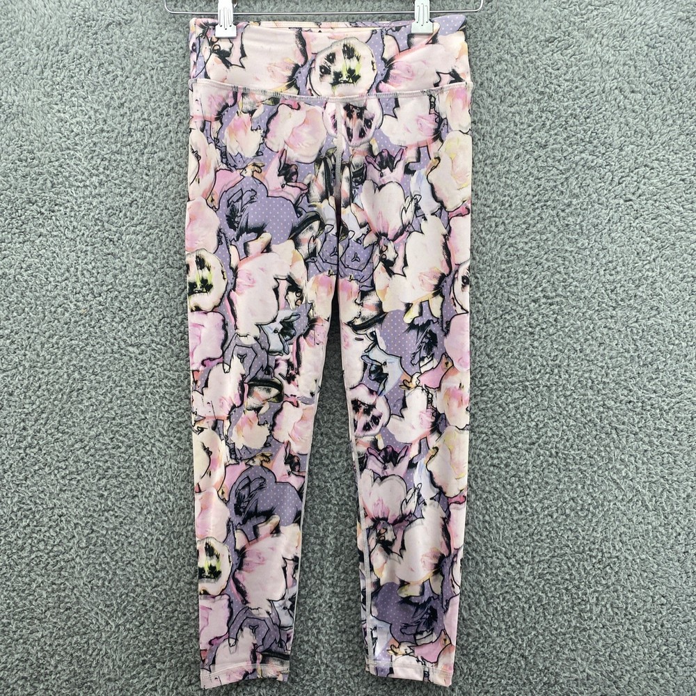 PrAna Womens Size XS Pink Abstract Floral Graphics Yoga Pants Stretch Leggings-image
