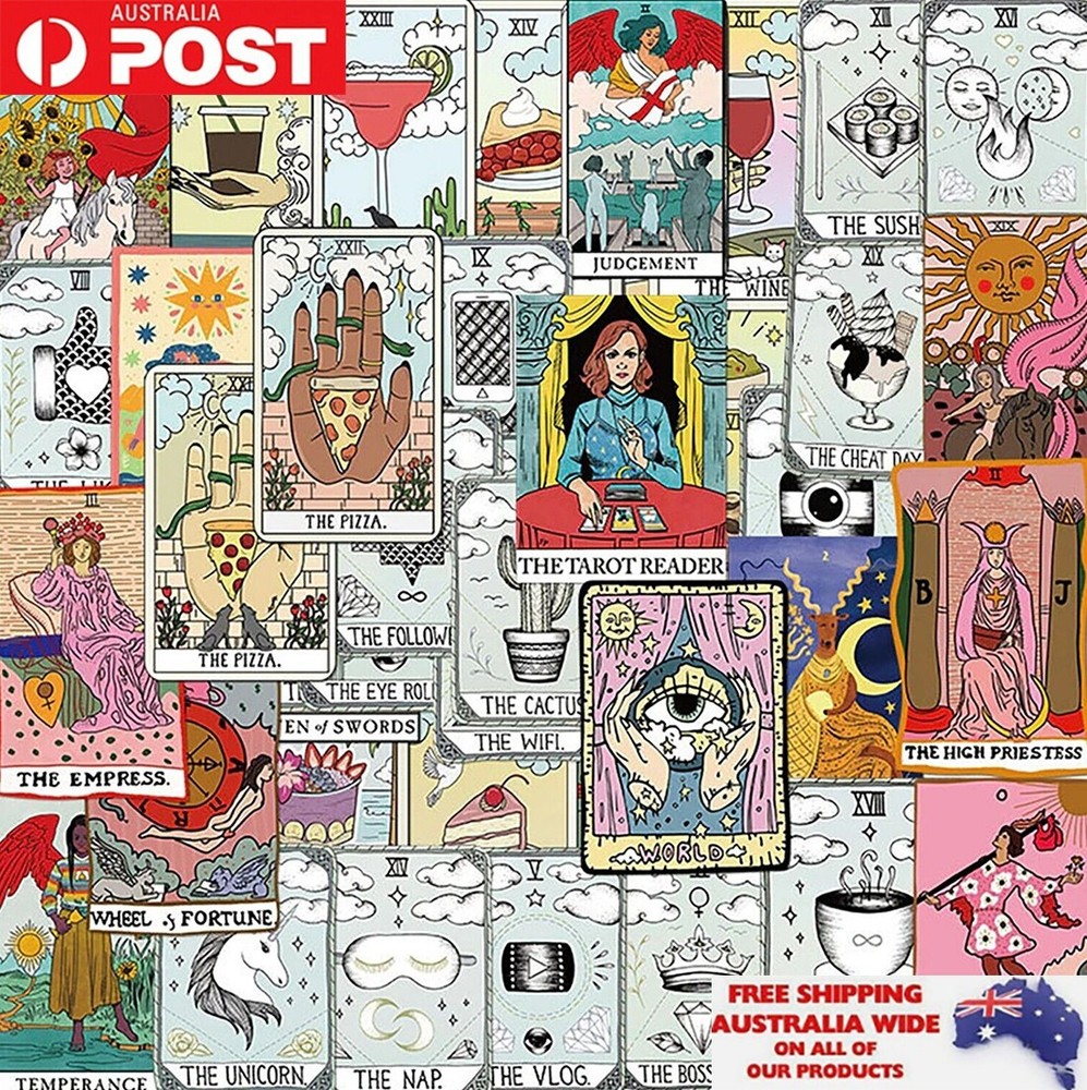 50x Tarot Reading Card Style Sticker Pack Waterproof Graffiti Decal Phone Laptop