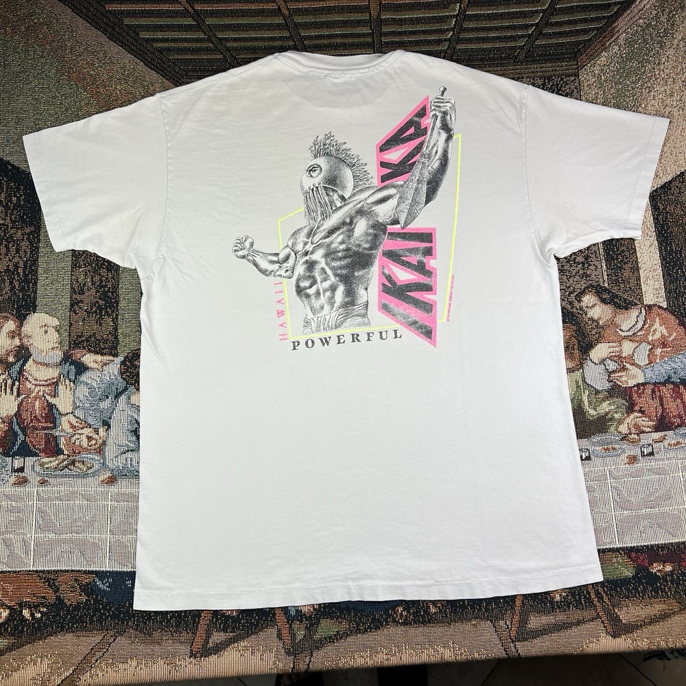 Vintage Hawaiian Strength T Shirt Men’s XL Ikaika Powerful Warrior Double Sided
