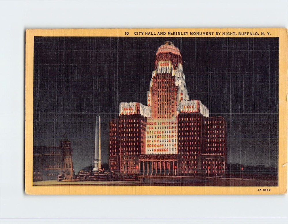 Postcard City Hall & McKinley Monument by Night Buffalo New York USA