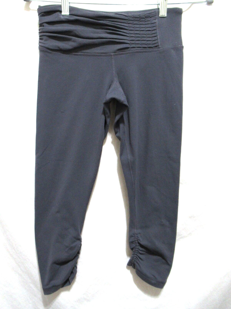 Lululemon Size 4 Cropped Low Rise Rouched Leggings Charcoal Gray