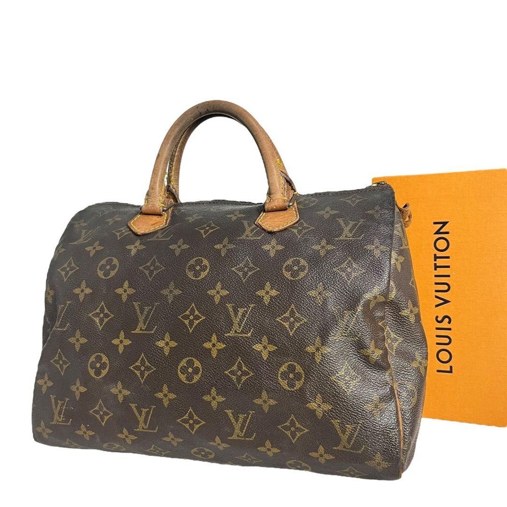 Louis Vuitton Speedy 30 Monogram Canvas Brown Vintage Tote Handbag