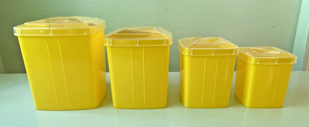 VTG Plas-Tek Yellow Plastic Canister Set of 4 | Mid-Century Modern Retro EUC