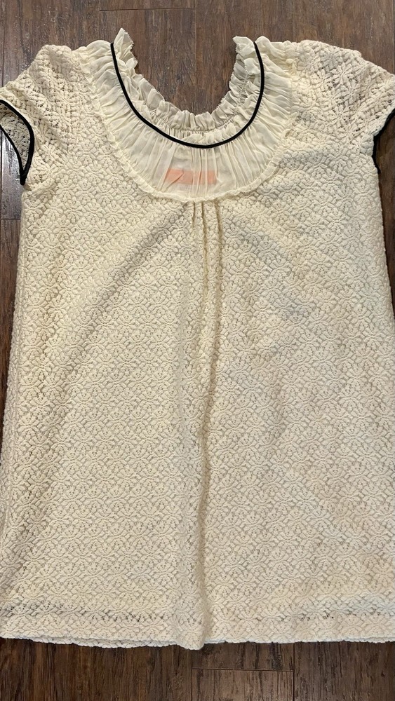 Cynthia Steffe Women's Dress Size 12 Lace Floral Satin Shift Off White