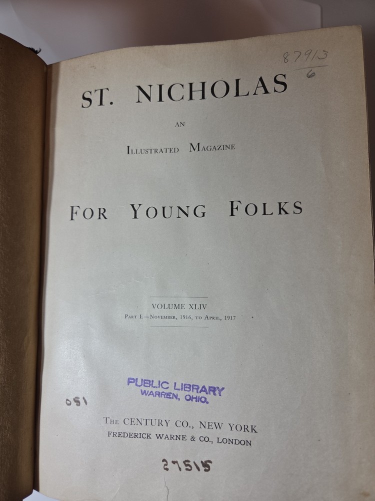 ST. NICHOLAS Vol. 44 Pt 1 Nov 1916-April 1917 Childrens Magazine WWI World War 1