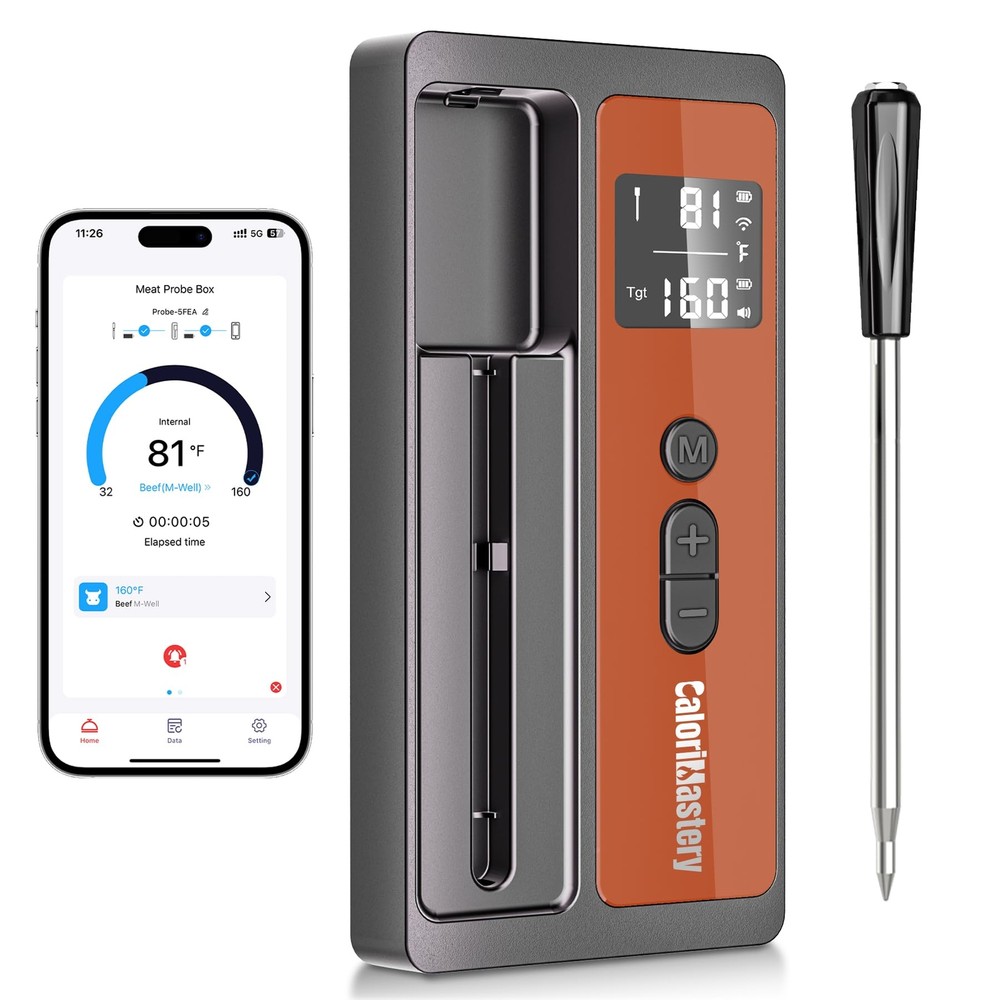 Wireless Meat Thermometer: 500FT Bluetooth Smart Meat Thermometer for Cooking...