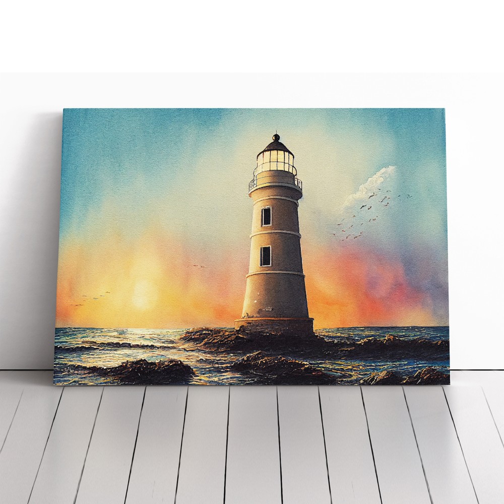 Watercolour Lighthouse Vol.1 Canvas Wall Art Print Framed Picture Home Decor