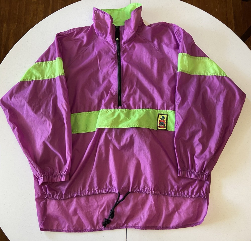 Vintage Ocean Pacific 1/2 Zip Multicolor Kangaroo Pocket Windbreaker Men’s XL