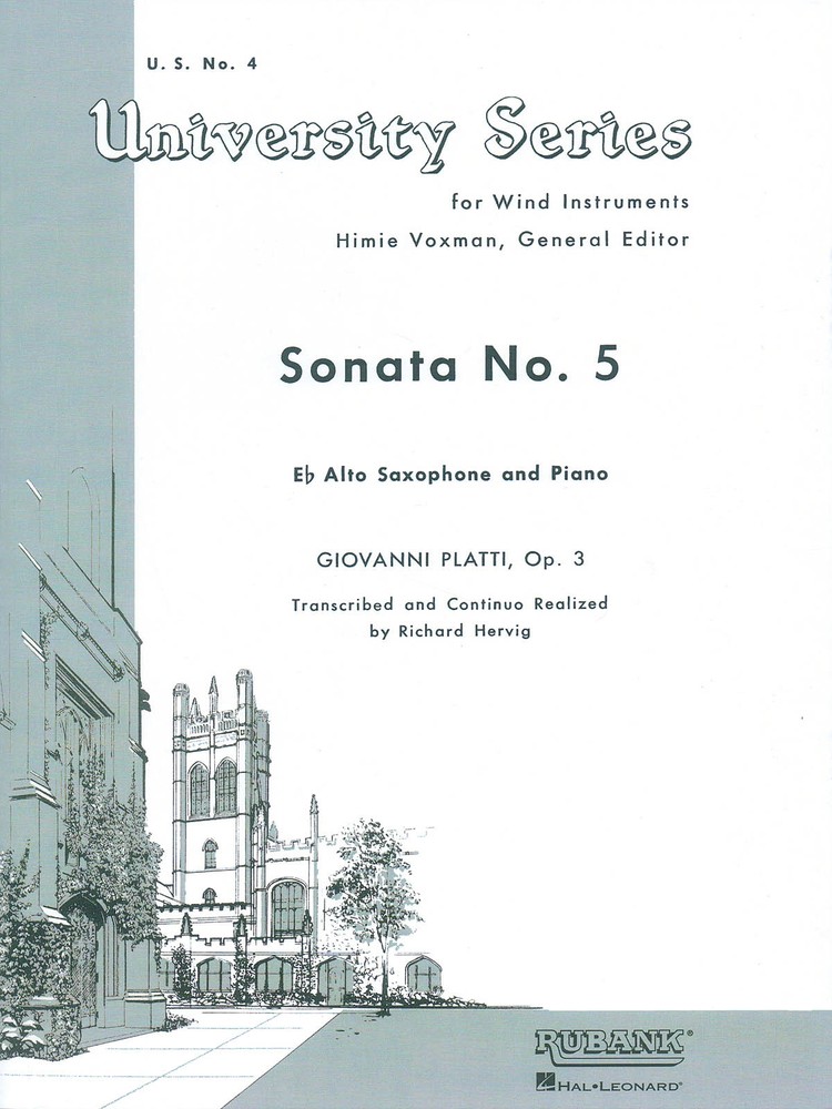 Giovanni Platti Sonata No 5 Alto Sax Solo Piano Contest Sheet Music Rubank Book