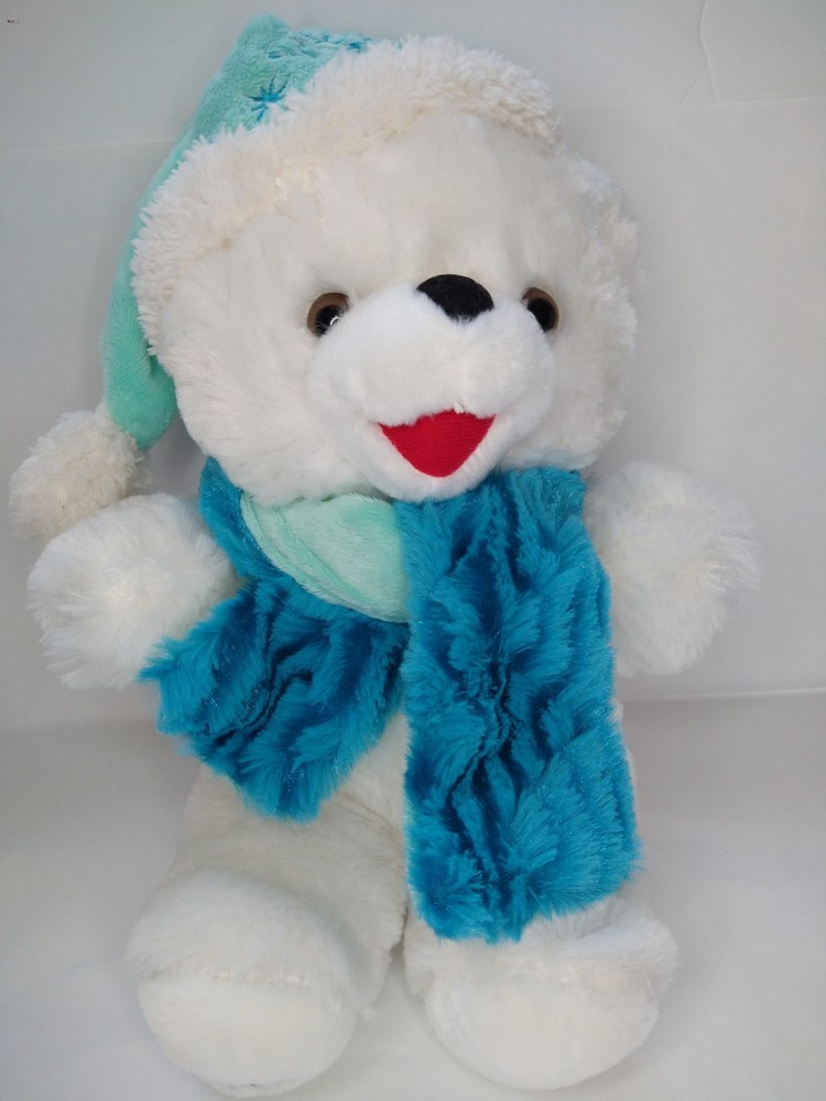 Dan Dee Snowflake Teddy Bear Stuffed Animal Plush Blue Scarf Hat 2017 12