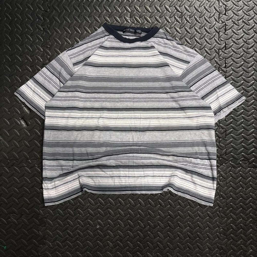 Vintage Y2K Anchor Blue Striped T-Shirt Skater Grunge