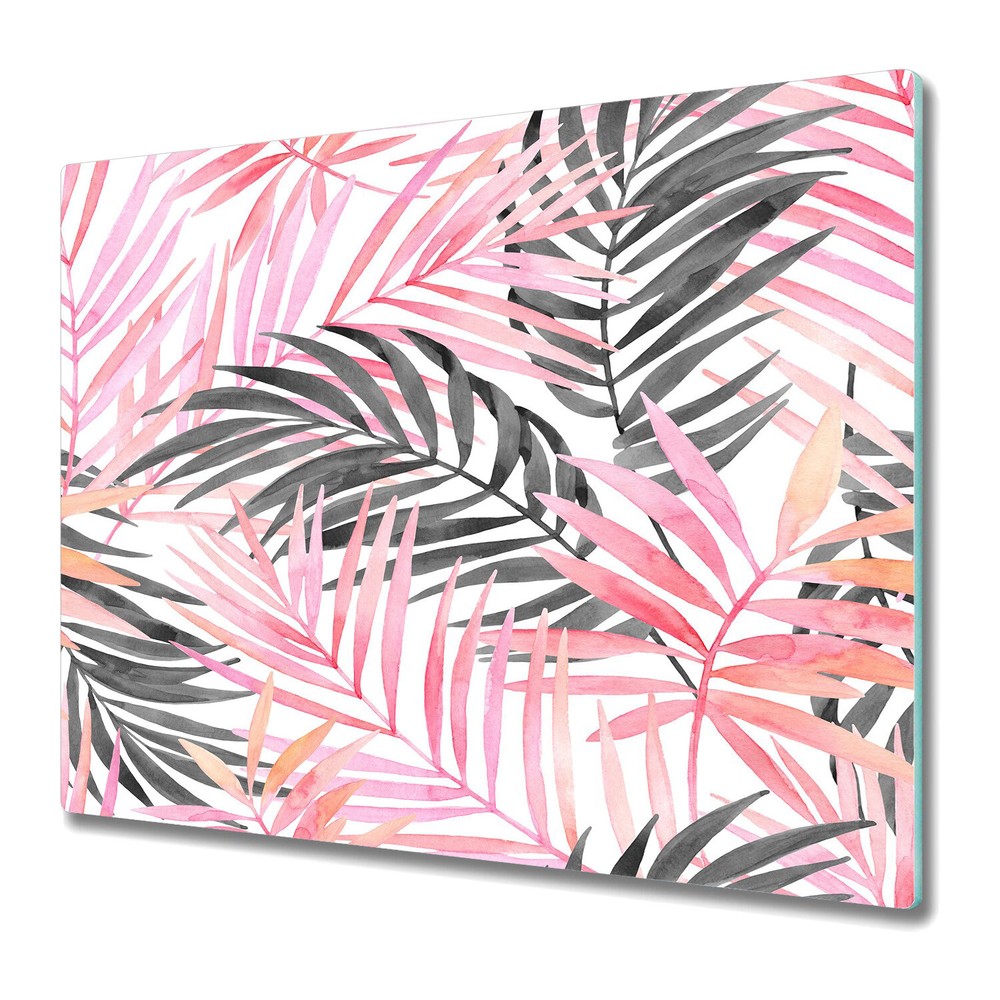 Glass Surface Protector Pink Palm Leaf Girly Black Exotic Leaves 60x52