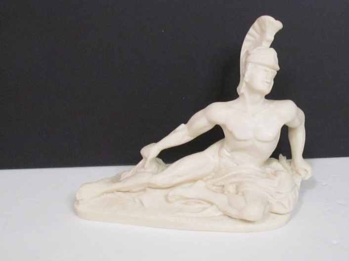 Dying Achilles Trojan War Hero Cast Alabaster Beige Sculpture - From Greece-image