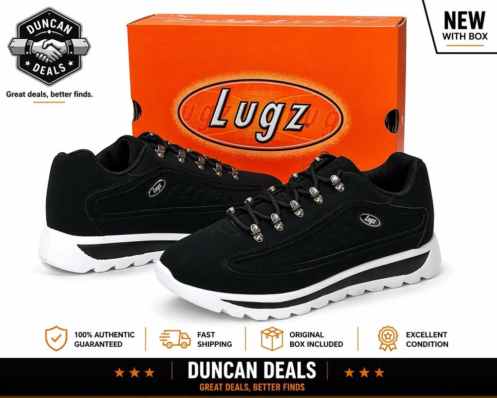 Lugz Dial Black White Sneakers Men’s Size 10 Casual Walking Comfort Shoes NEW