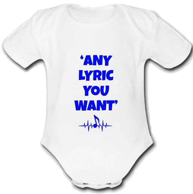 Foals babygrow Baby vest grow music gift custom LYRIC R BLUE