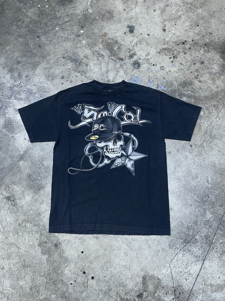 Vintage Y2K No Fear SoCal Skull Graphic T Shirt Black Xl Streetwear