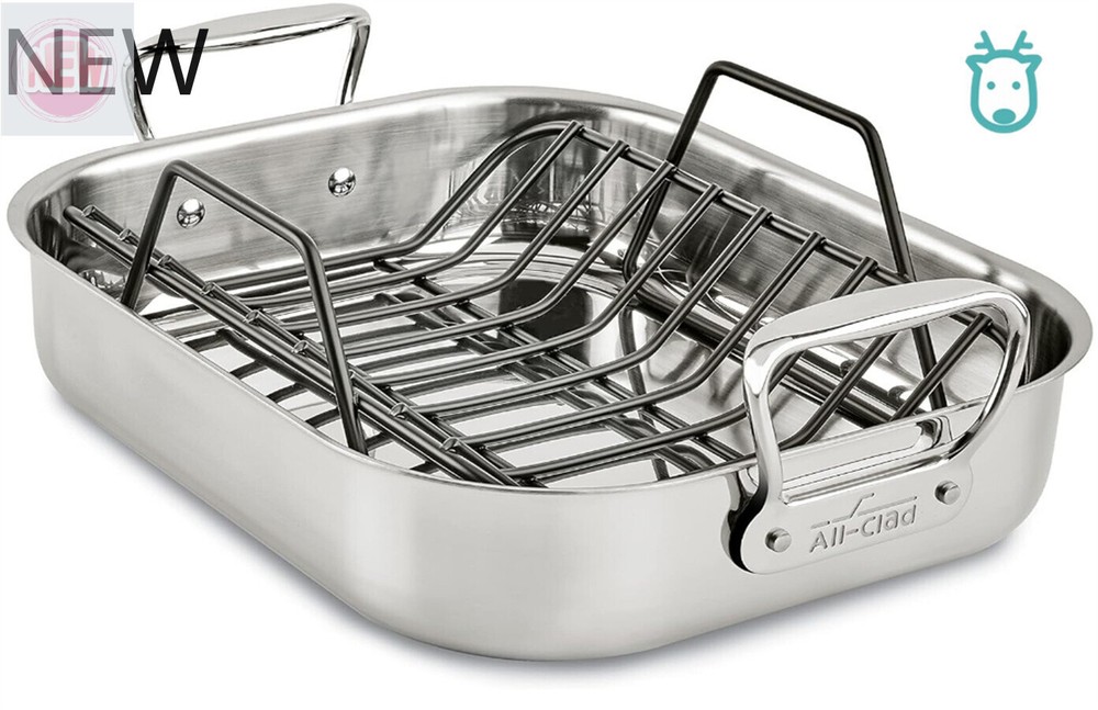 All-Clad 11x14 Stainless Steel Roaster with Nonstick Broiler Rack