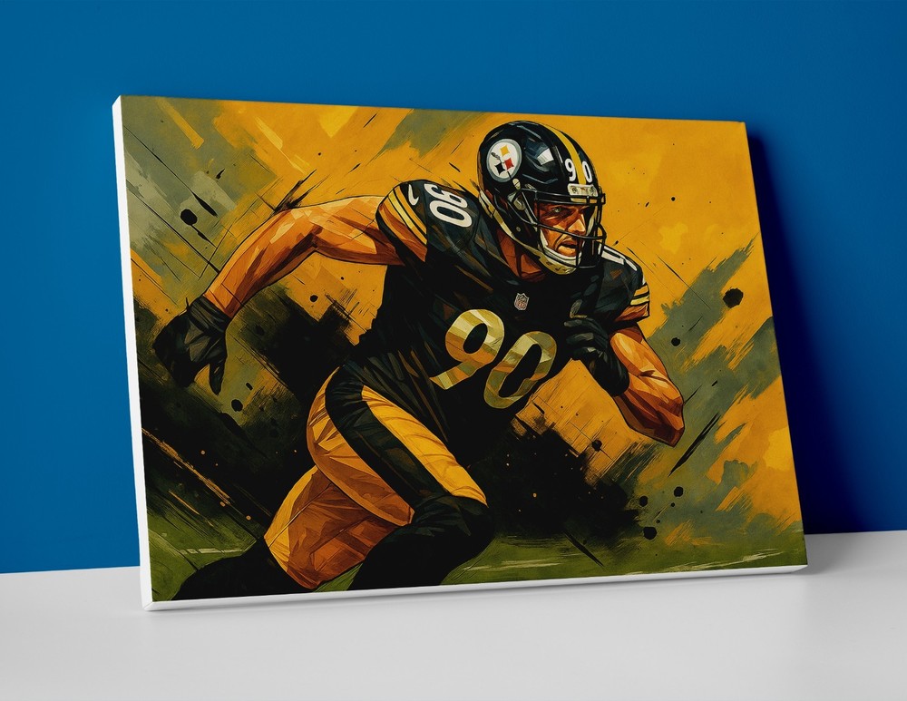 TJ Watt Poster or Canvas - TJ Watt Pittsburgh Steelers Wall Art Painting
