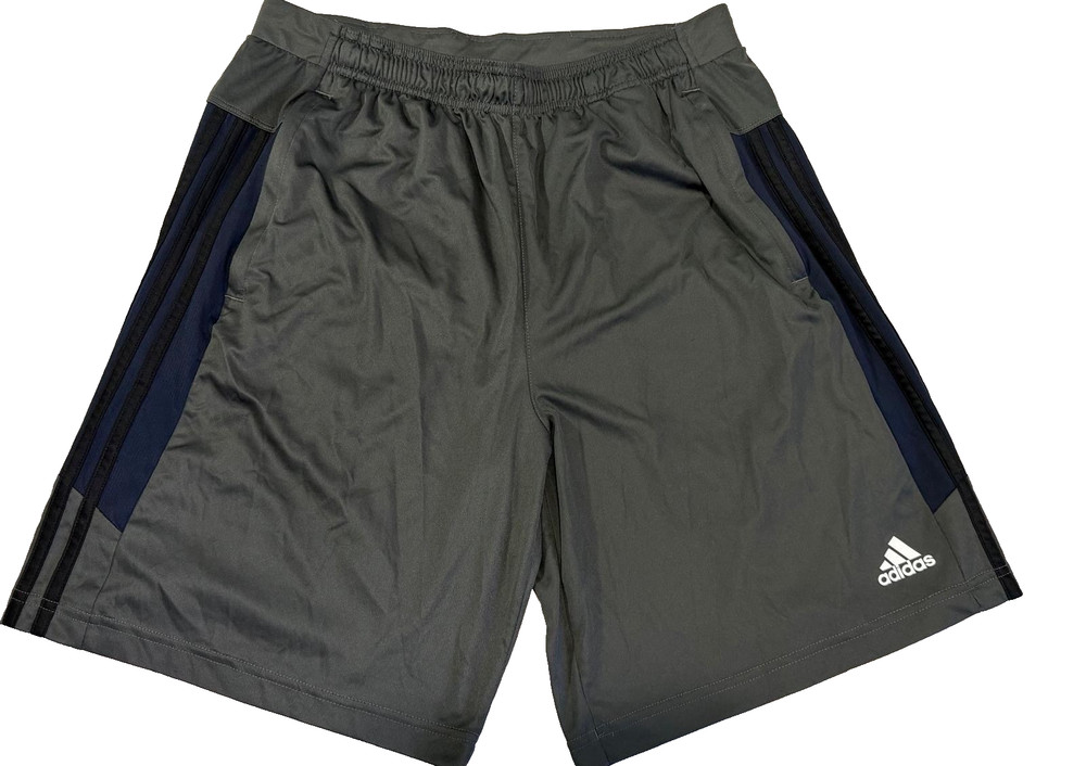 Adidas Men’s Athletic Shorts Large Gray AEROREADY Zip Pockets Training.
