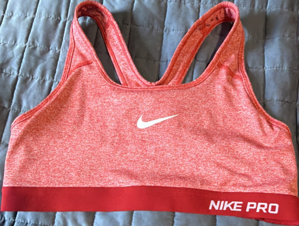 Nike Pro Dri-FIT Sports Bra Red Racerback Size M Women's Stretch