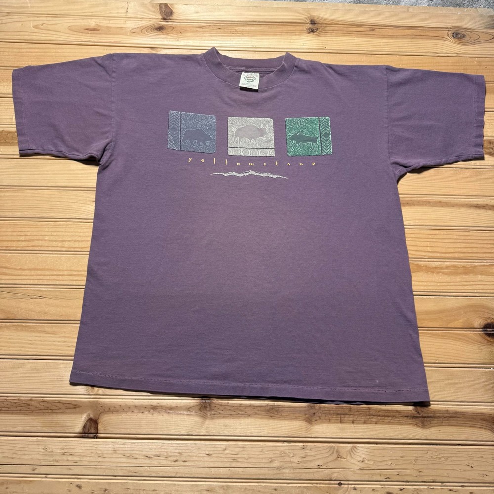 Vintage 90s Yellowstone National Park Animals Graphic Souvenir T-Shirt USA - XL