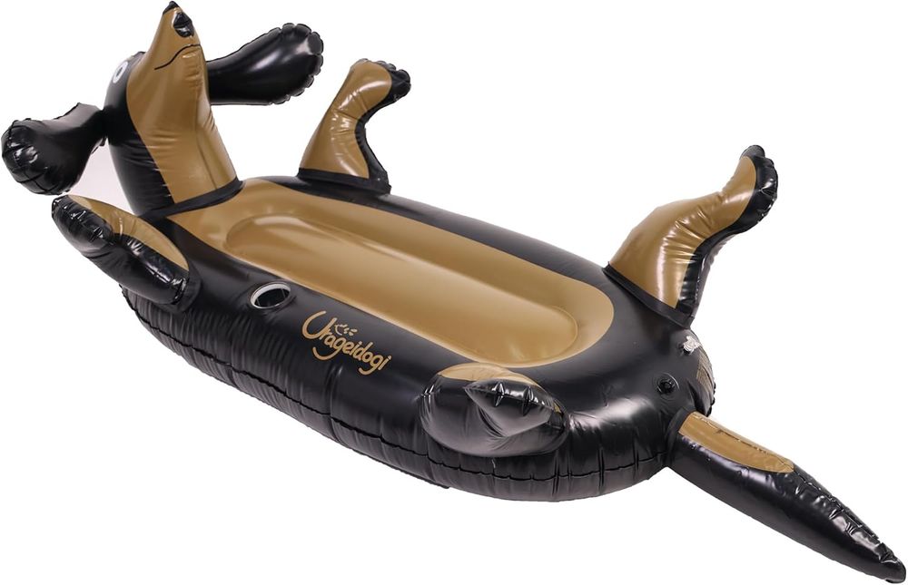 Summer Inflatable Black Dog Pool Float for Teens, Adults, and Pets