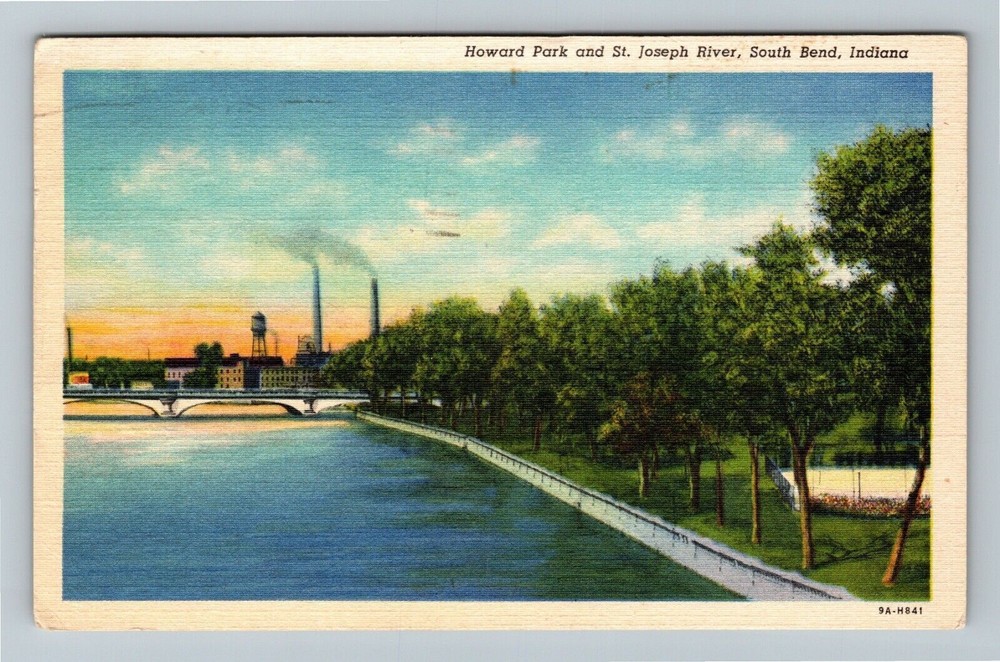 South Bend IN-Indiana, Howard Park & St Joseph River, c1951 Vintage Postcard