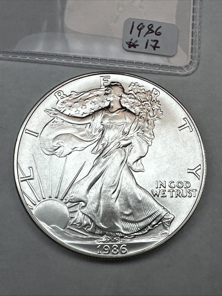 1986 Uncirculated Silver American Eagle 1oz 0.999 Fine Silver 17