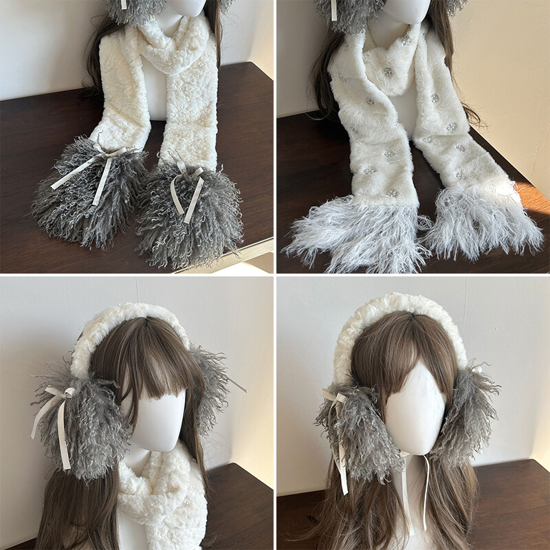 Soft Plush Earmuffs Warm Scarf Cool Japanese JK Women Ear Protection Hairband