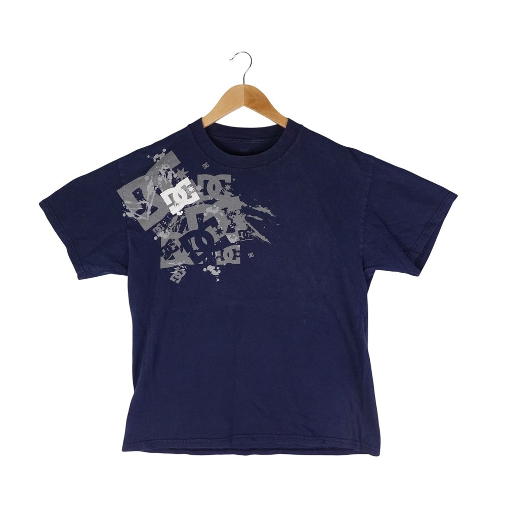 DC Shoes Mens Navy Blue Graphic Logo Splatter Skate T-Shirt Medium