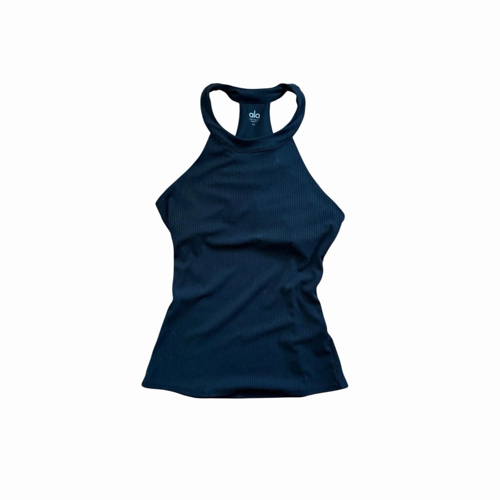 ALO Yoga Ribbed Insight Tank Top Black Size XS Built In Bra Sculpt