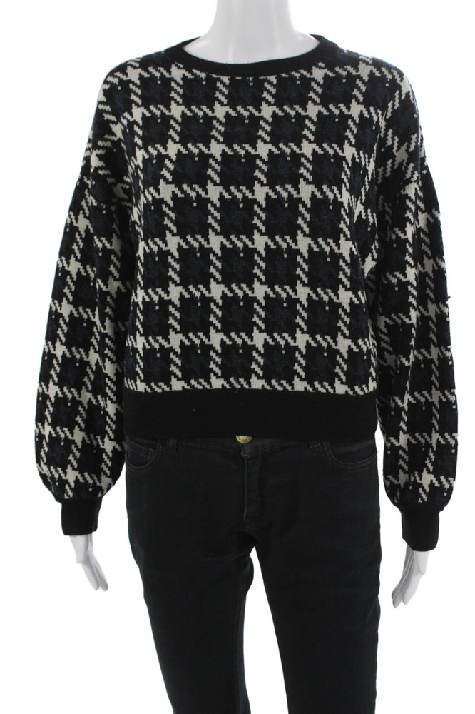 Theory Unisex Black Wool Pullover Sweater Check Crew Neck Long Sleeve Size PPFree Shipping in US $100+ Orders | $6.95 Orders Below